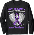 Lupus Awareness Products Purple Cheetah Print Ribbon Heart Long Sleeve Long Sleeve T Shirt Comfort Fit Fan Favorite