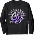 Leopard Cheetah Volleyball Purple Lolli Shirt Womens Trendy Long Sleeve Long Sleeve T Shirt Streetwear Style US Top Pick
