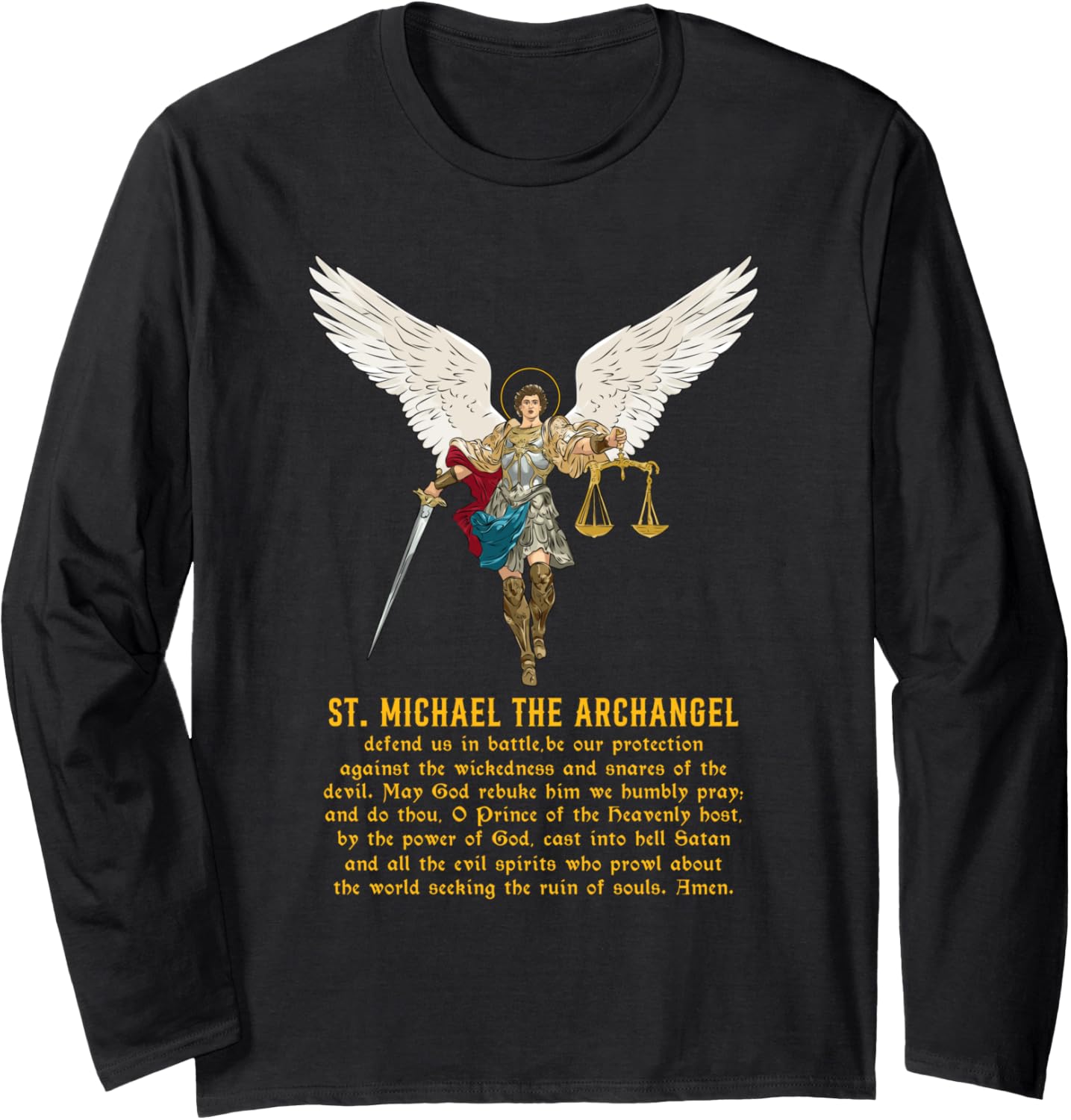 Saint Michael the archangel prayer Long Sleeve Apparel | US Best Seller