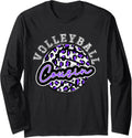 Leopard Cheetah Volleyball Purple Cousin Shirt Womens Trendy Long Sleeve Long Sleeve T Shirt Premium Print Gift Ready
