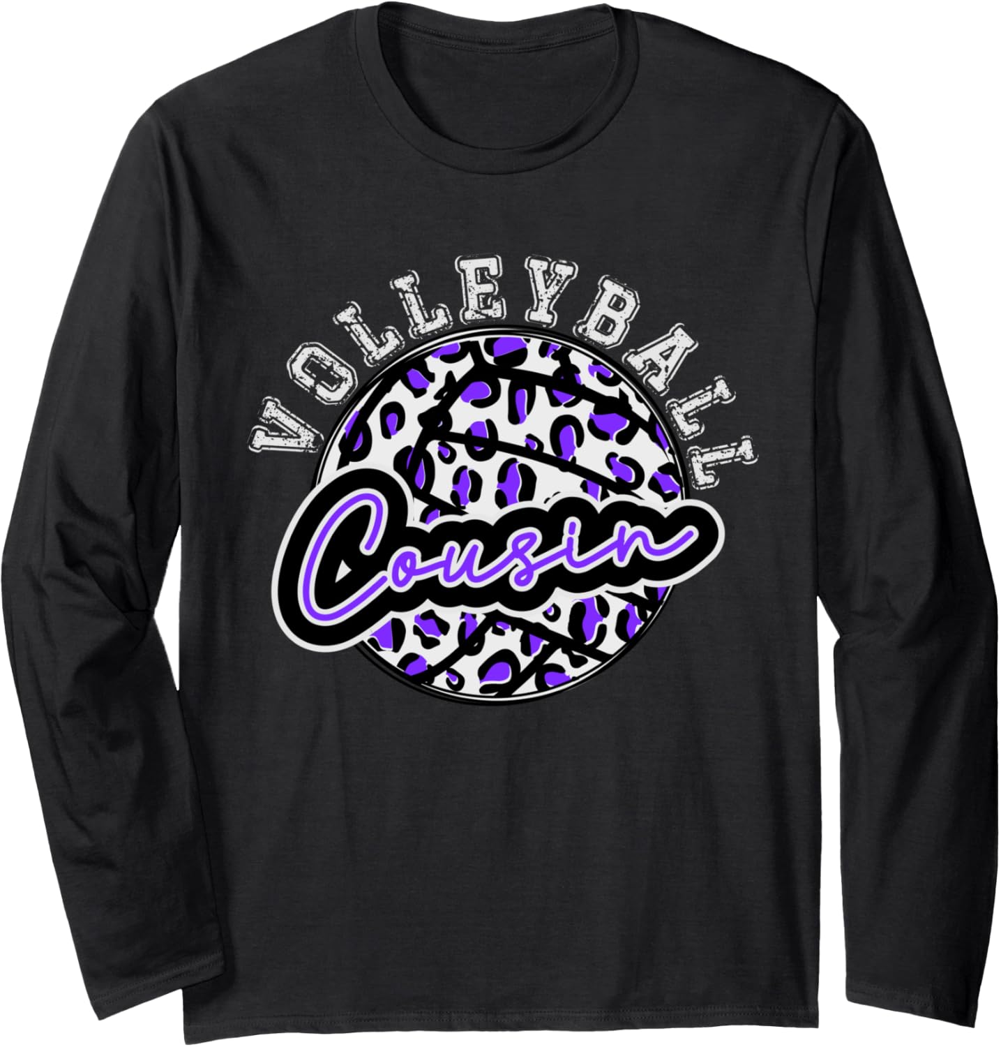 Leopard Cheetah Volleyball Purple Cousin Shirt Womens Trendy Long Sleeve Long Sleeve T Shirt Premium Print Gift Ready