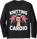 Knitting Is My Cardio Funny Hobby Crafters Dumbbell Yarn Long Sleeve Yarn Supply | Top Rated | Best Seller Choice