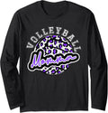 Leopard Cheetah Volleyball Purple Momma Shirt Womens Trendy Long Sleeve Long Sleeve T Shirt Viral TikTok Find Gift Ready