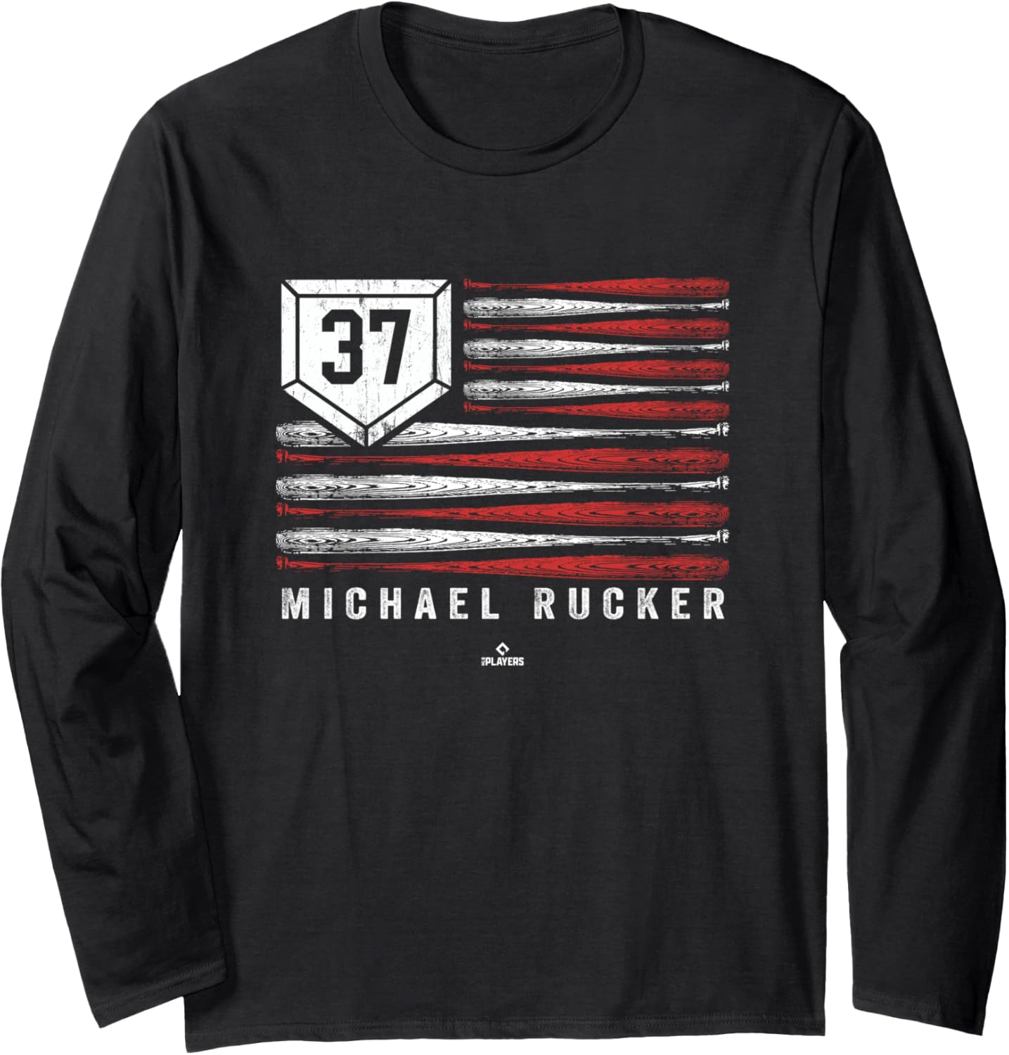 Vintage US Flag Baseball Stripes Michael Rucker Chicago Long Sleeve Apparel | Everyday Casual Wear