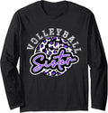 Leopard Cheetah Volleyball Purple Sister Shirt Womens Trendy Long Sleeve Long Sleeve T Shirt High Search Demand Gift Rea