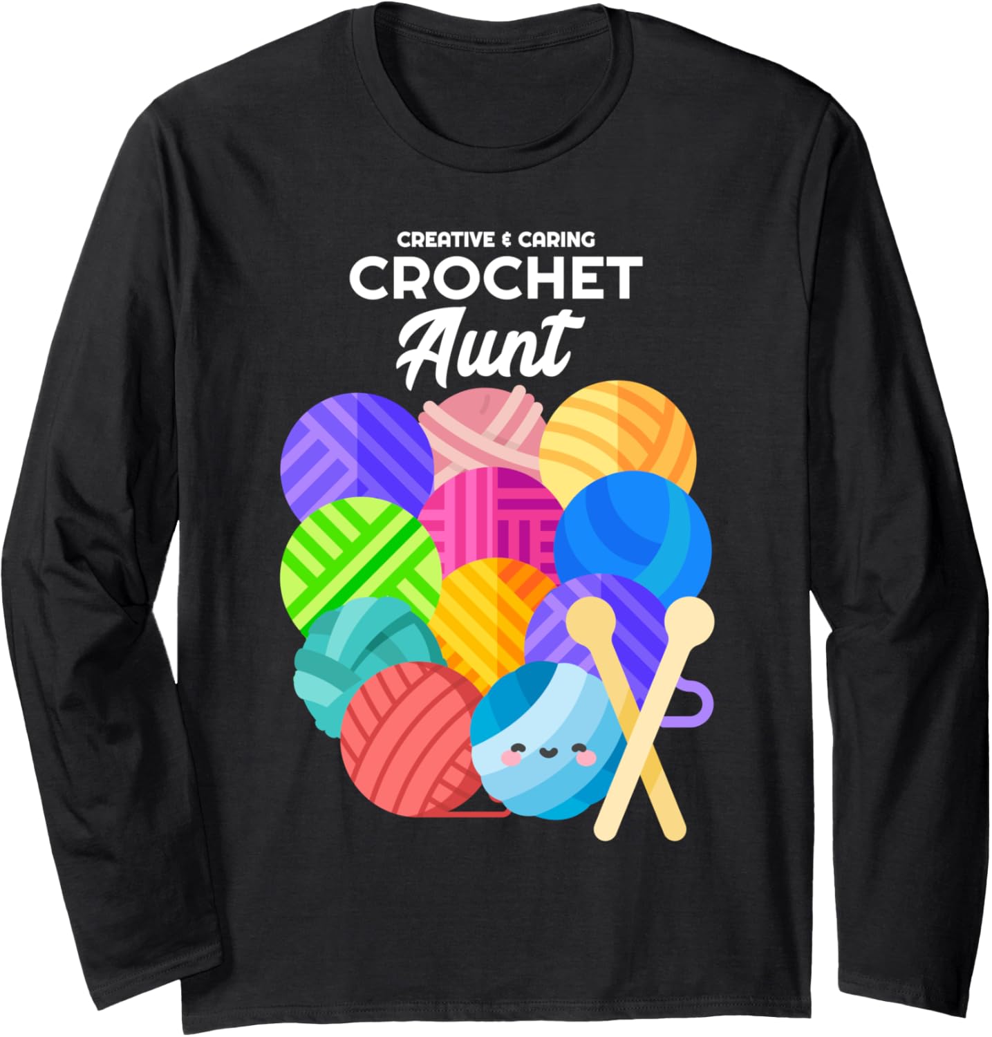 Crochet Aunt Hobby Crocheter Knitter Balls of Yarn Auntie Long Sleeve Yarn Supply | High Search Volume | Customer Fav...