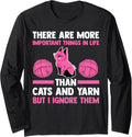 there are important things in life than cats and yarn cat Long Sleeve Yarn Supply | High Search Volume | Best Seller ...