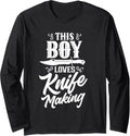 This Boy Loves Knife Making Lover Hobby Knives Maker Long Sleeve Apparel | High Search Volume | Perfect Gift Idea