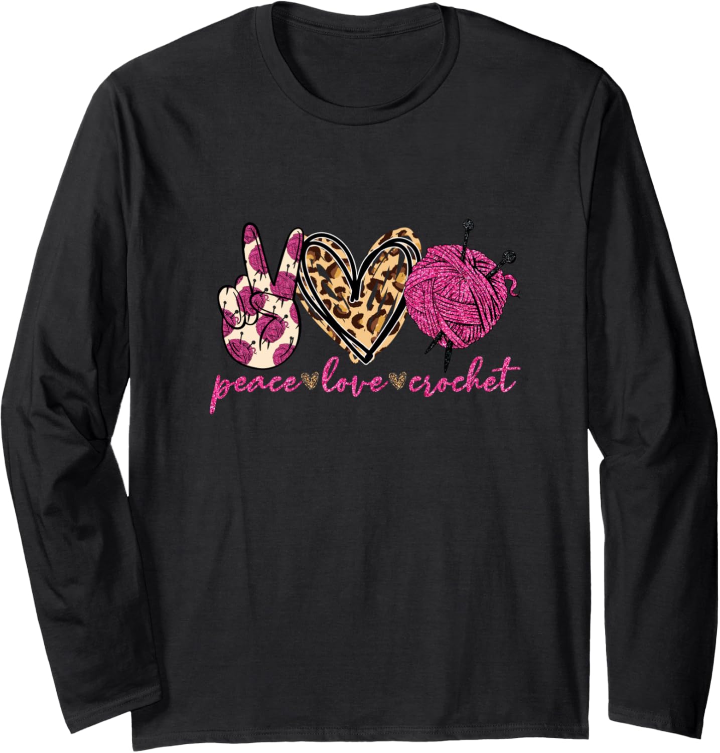 Crocheting Knitting Design Peace Love Crochet Ball of Yarn Long Sleeve Yarn Supply | Premium Quality | Best Seller Ch...