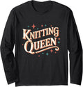 Knitting Queen Retro Typography Yarn Lover Long Sleeve Yarn Supply | Trending 2025 | Perfect for Crafters
