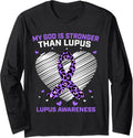 My God Is Stronger Purple Cheetah Print Lupus Awareness Long Sleeve Long Sleeve T Shirt Streetwear Style Best Seller Loo