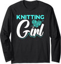 Knitting Girl Mom Teen Yarn Crochet Knitter Long Sleeve T-Shirt | Top Rated | Best Seller Choice