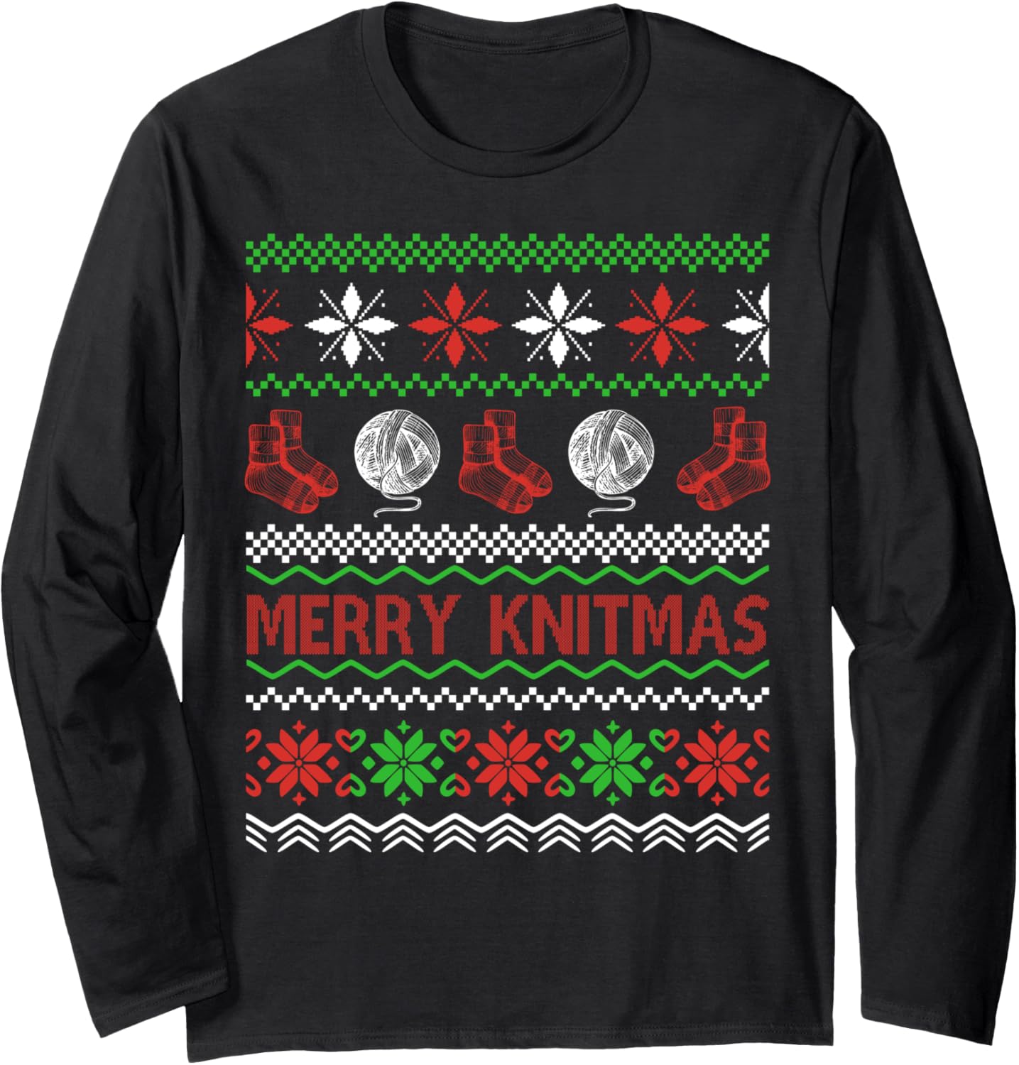 Merry Knitmas Xmas Ugly Sweater Knitting Yarn Christmas Long Sleeve Sweater | Premium Quality | Perfect for Crafters