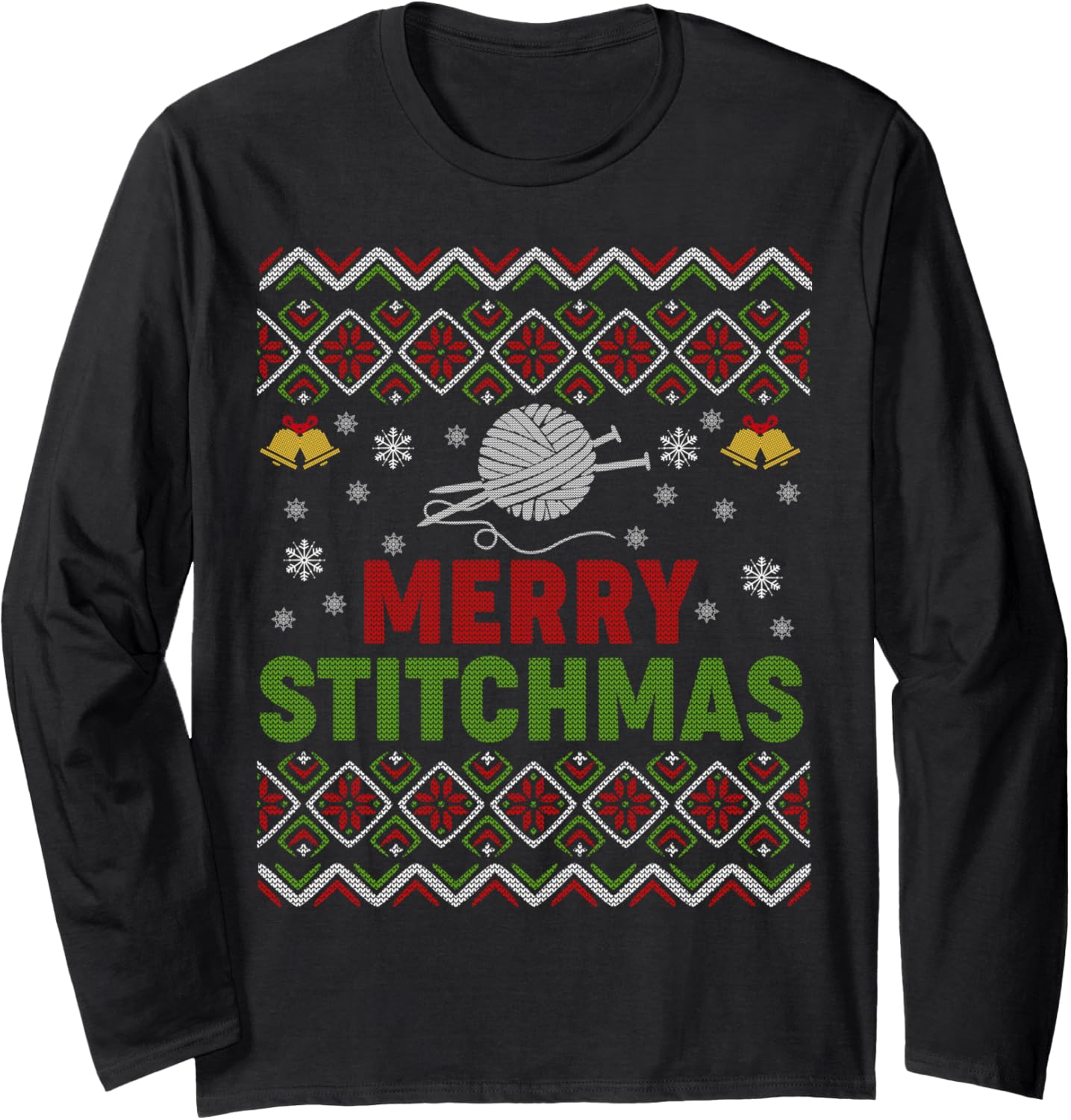 Merry Stitchmas Ugly Xmas Sweater Knitting Yarn Christmas Long Sleeve Sweater | Trending 2025 | High CTR Title