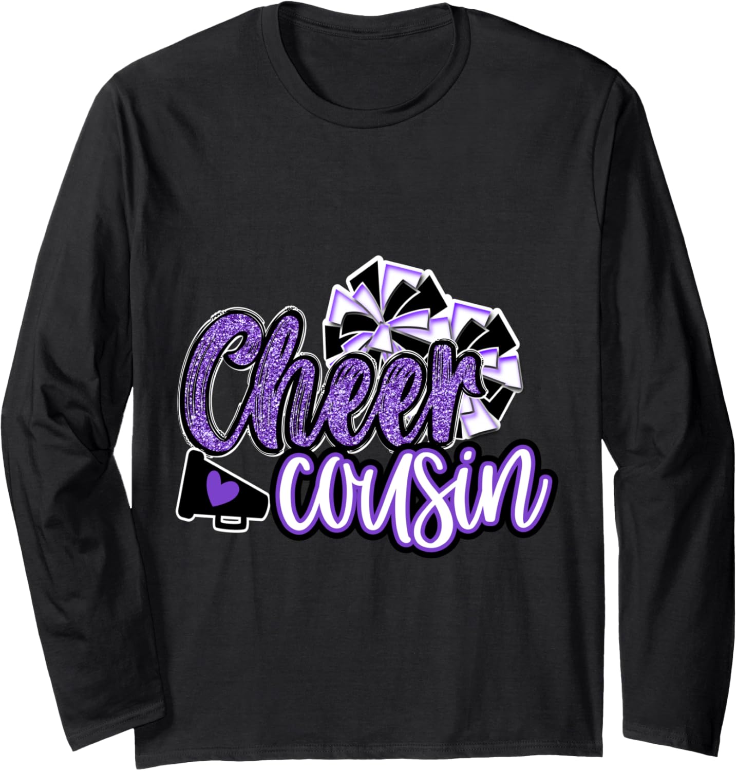Cheer Cousin Shirt Megaphone Purple Leopard Cheetah Print Long Sleeve Long Sleeve T Shirt Premium Print US Top Pick