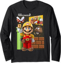 Super Mario Maker 2 Game Play Portrait Grid Background Long Sleeve Apparel | Trending 2025 | Aesthetic Fit