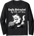 Adorable Knitting and Crochet Happy Cat Yarn Lovers Gift Long Sleeve Yarn Supply | Trending 2025 | Best Seller Choice