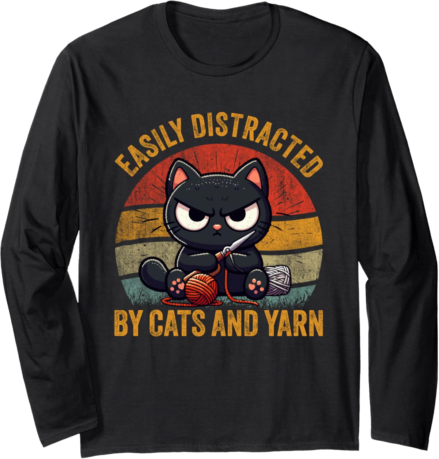 Kitten Lover Crochet Easily Distracted By Cats And Yarn Long Sleeve Yarn Supply | High Search Volume | High CTR Title