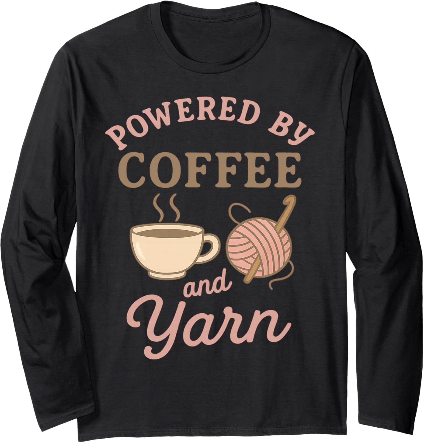 Coffee And Yarn Crochet Knitting Knitter Funny Long Sleeve Yarn Supply | Viral US Pick | High CTR Title