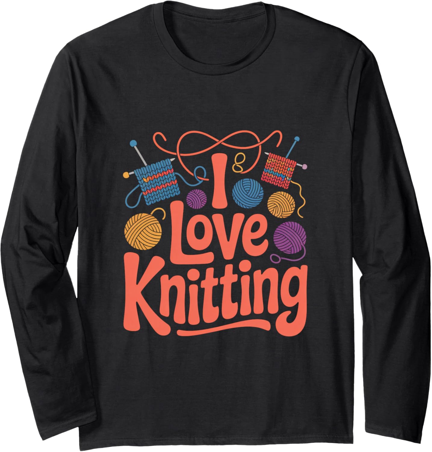 I Love Knitting Creative Yarn Balls Long Sleeve Yarn Supply | High Search Volume | Best Seller Choice