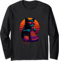 Retro Cat With Yarn Needles Knitting Knitter Long Sleeve Yarn Supply | Viral US Pick | High CTR Title
