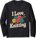 I Love Knitting Yarn Balls Needles Long Sleeve Yarn Supply | Viral US Pick | Customer Favorite
