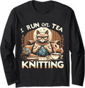 I Run on Tea and Knitting Knitters Yarn Yarn Knitting Lover Long Sleeve Yarn Supply | Premium Quality | Perfect for C...