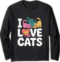 I Love Cats Colorful Cute Kitty Heart Yarn Long Sleeve Yarn Supply | Viral US Pick | Customer Favorite