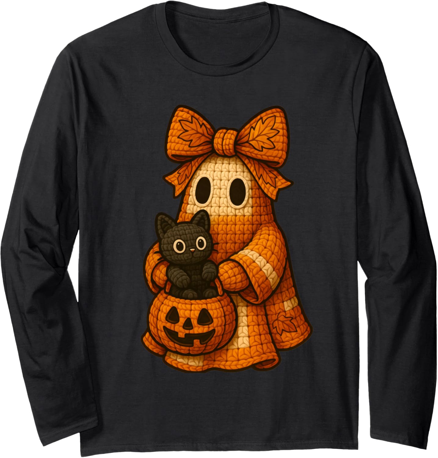 Ghost Coquette Black Cat Knitting Crocheting Yarn Halloween Long Sleeve Yarn Supply | High Search Volume | Customer F...