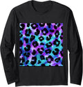 Purple Turquoise Black Leopard Tie Dye Print Cheetah Pattern Long Sleeve Long Sleeve T Shirt Streetwear Style Best Selle