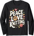 Peace Love Knitting Retro Yarn Design Long Sleeve Yarn Supply | Top Rated | Customer Favorite