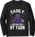 Easily Distracted By Yarn Raccoon Knitting Long Sleeve Yarn Supply | Trending 2025 | High CTR Title