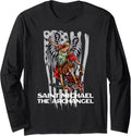 American Flag Saint Michael The Archangel Catholic Long Sleeve Apparel | Premium Quality