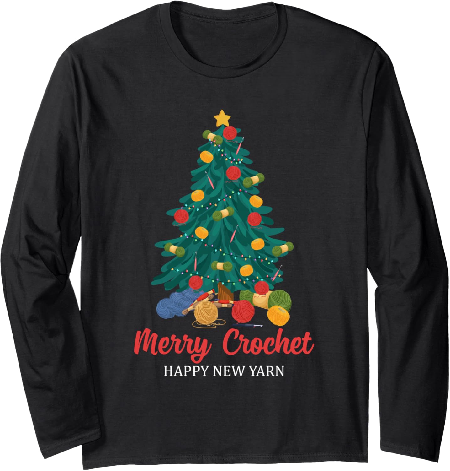 Funny Crocheting Christmas - Merry Crochet Happy New Yarn Long Sleeve Yarn Supply | Trending 2025 | High CTR Title