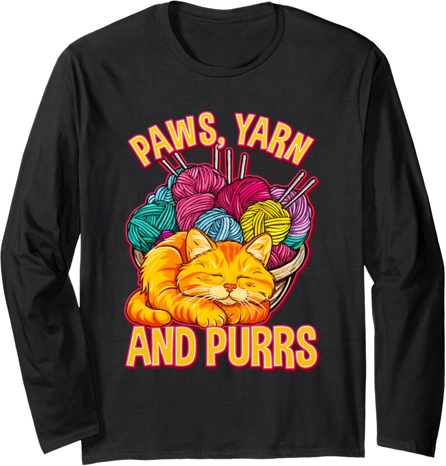 Funny Crocheting Cats Sleeping Paws Yarn Purrs Kitty Crochet Long Sleeve Yarn Supply | High Search Volume | Best Sell...
