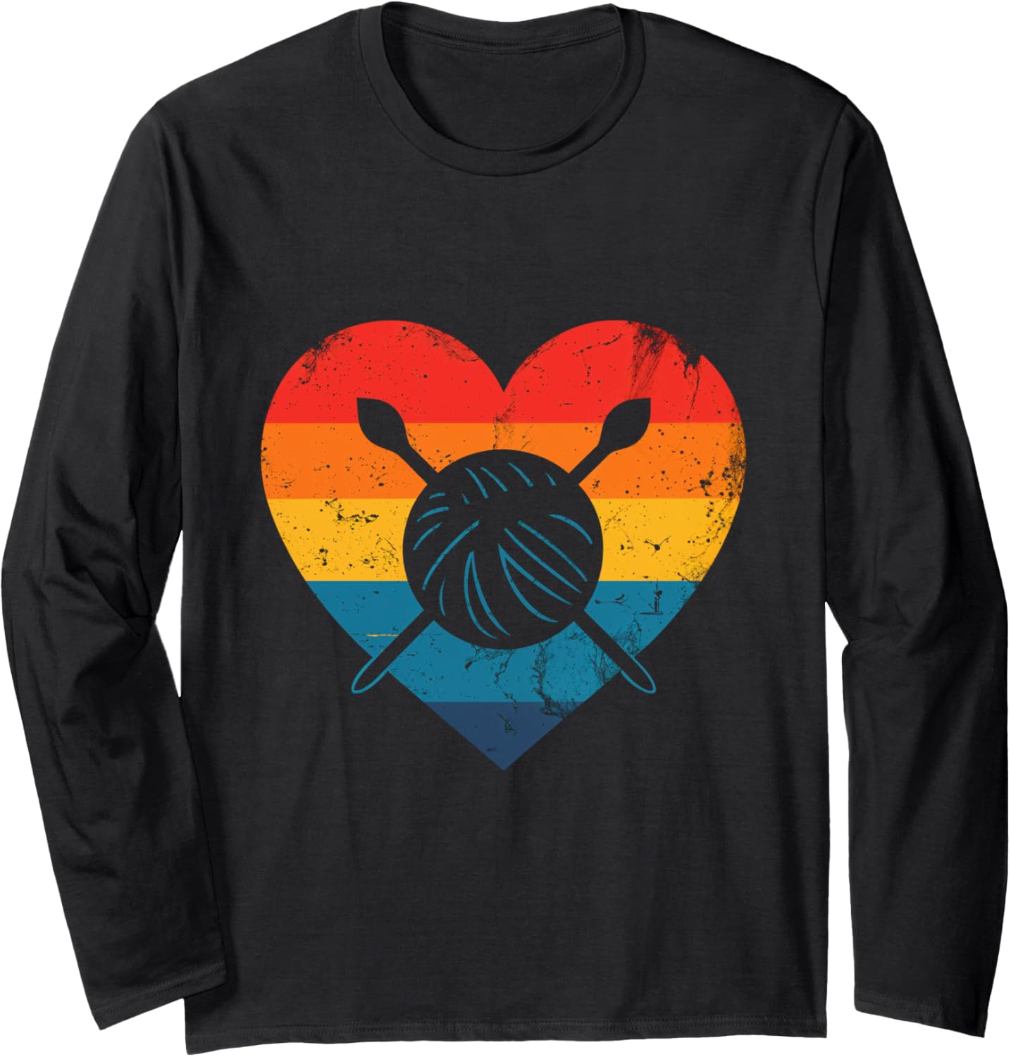 Love Yarn Knitting Crochet Heart Retro Colors Yarn Knitter Long Sleeve Yarn Supply | Top Rated | Perfect for Crafters