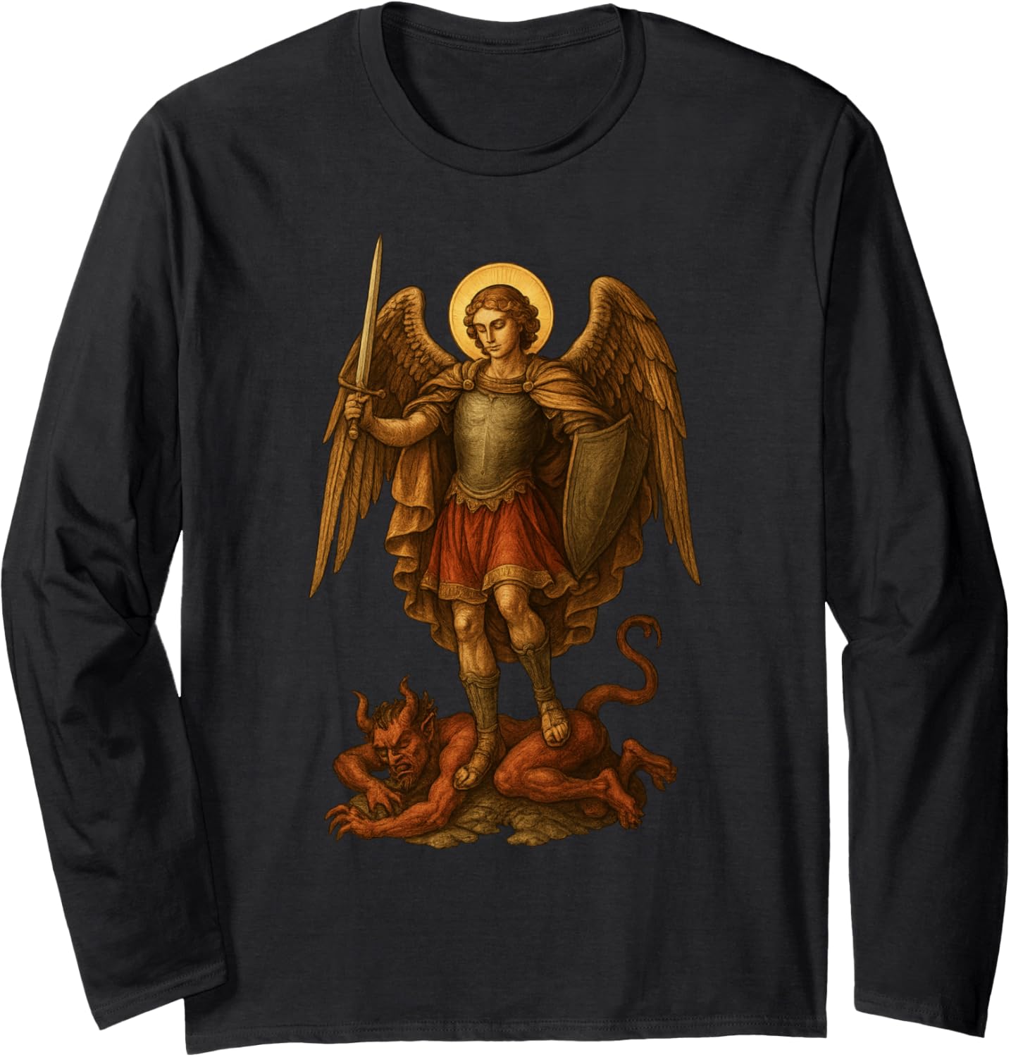 Archangel Michael defeats the devil - St. Michael Long Sleeve Apparel | Perfect Gift Idea