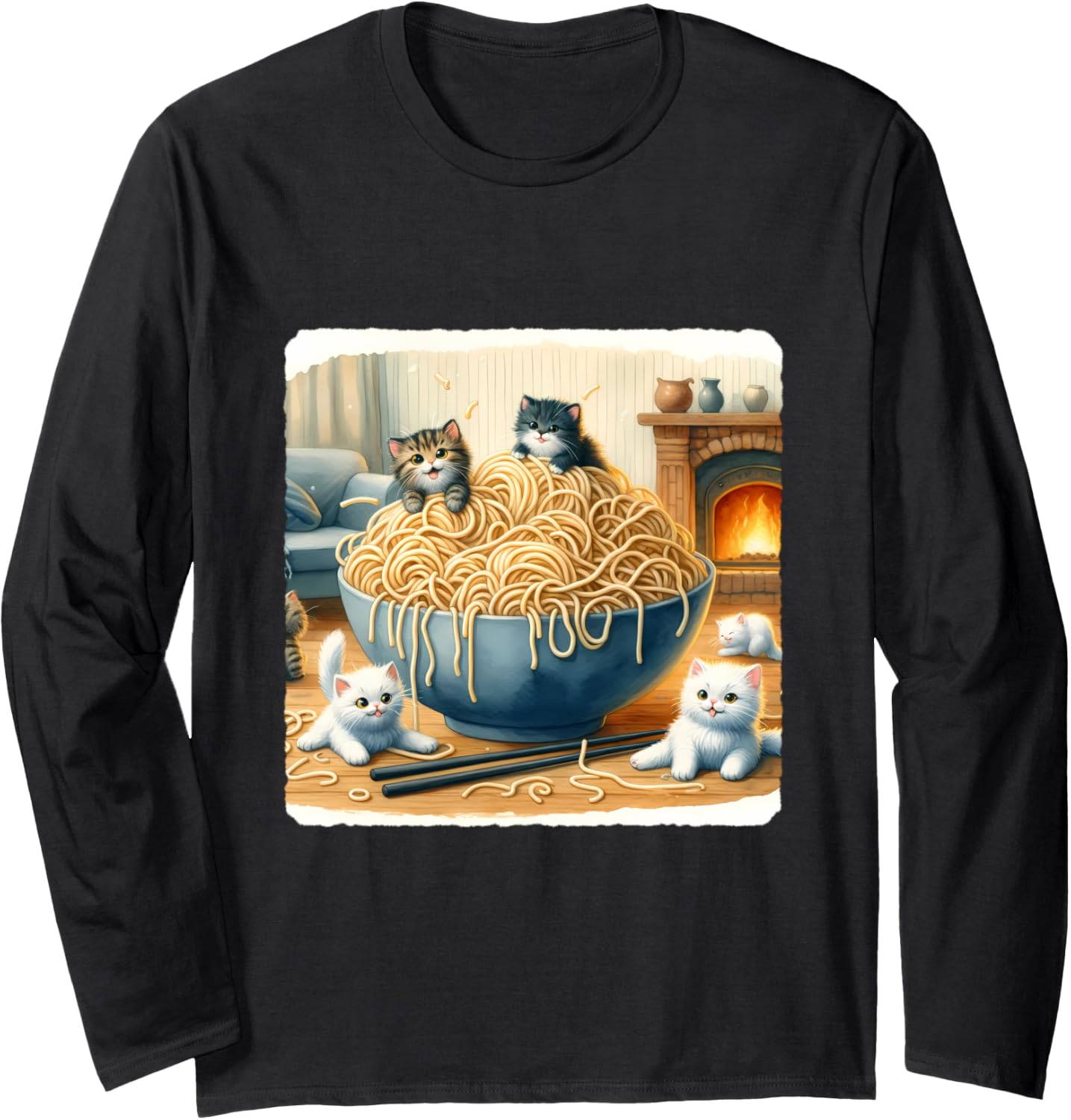 Ramen Noodles As Tangled Yarn With Kittens. Fireplace Living Long Sleeve Yarn Supply | Top Rated | High CTR Title