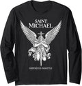 Saint Michael Defend Us In Battle Faith Catholic Christian Long Sleeve Apparel | Viral Streetwear Style