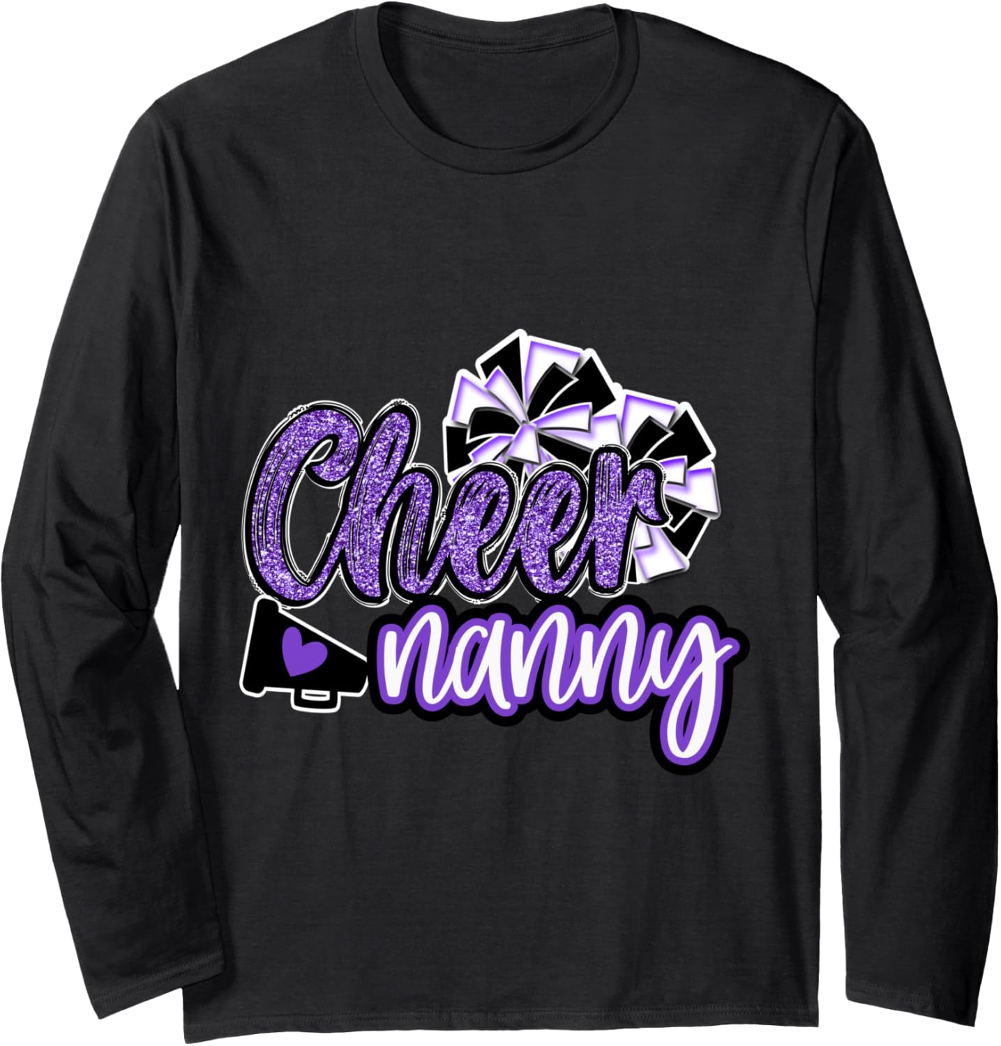 Cheer Nanny Shirt Megaphone Purple Leopard Cheetah Print Long Sleeve Long Sleeve T Shirt Viral TikTok Find Best Seller L