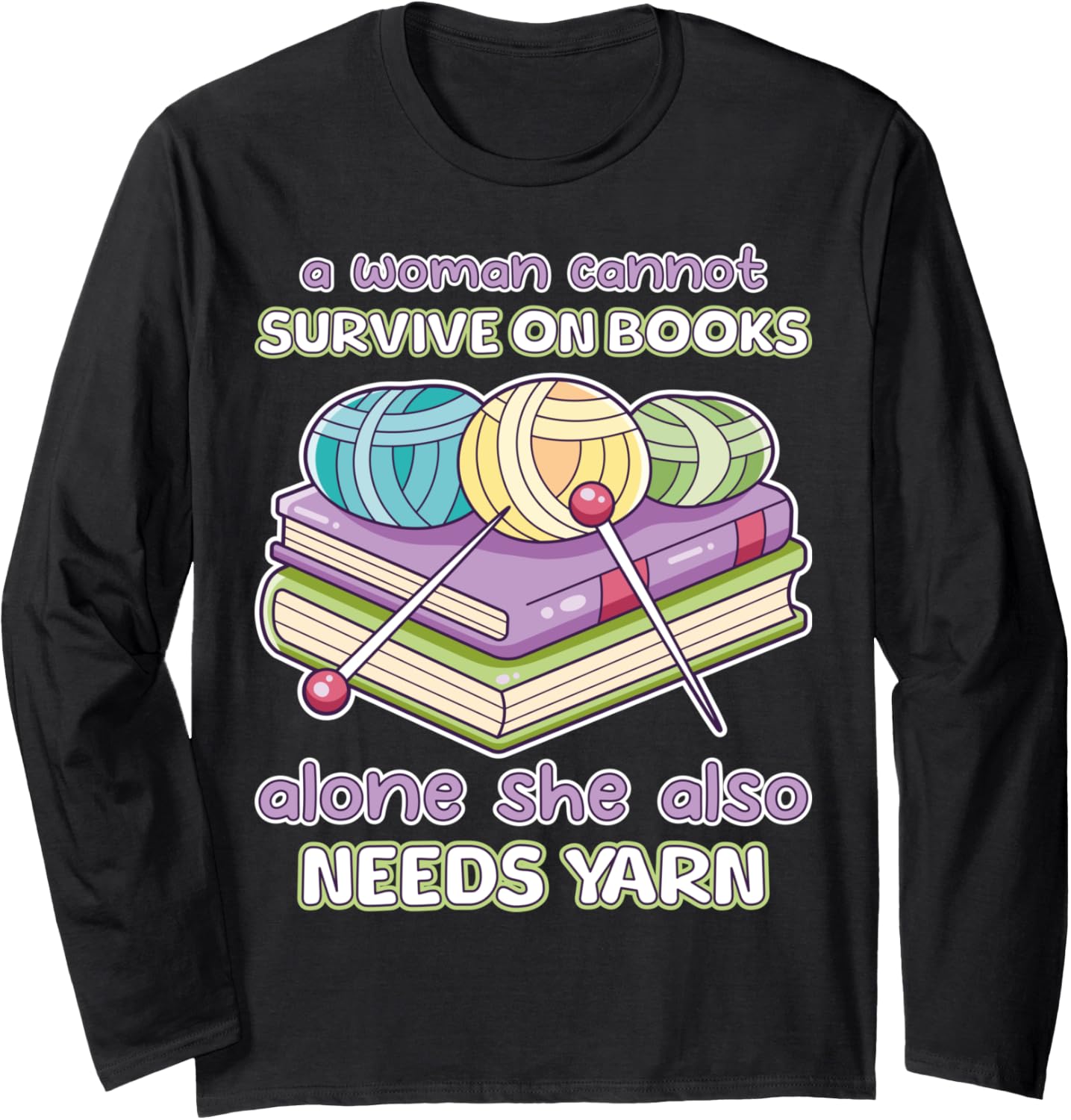 Funny Crochet Knitting Book Worm Books Lover Yarn Collector Long Sleeve Yarn Supply | Viral US Pick | Perfect for Cra...