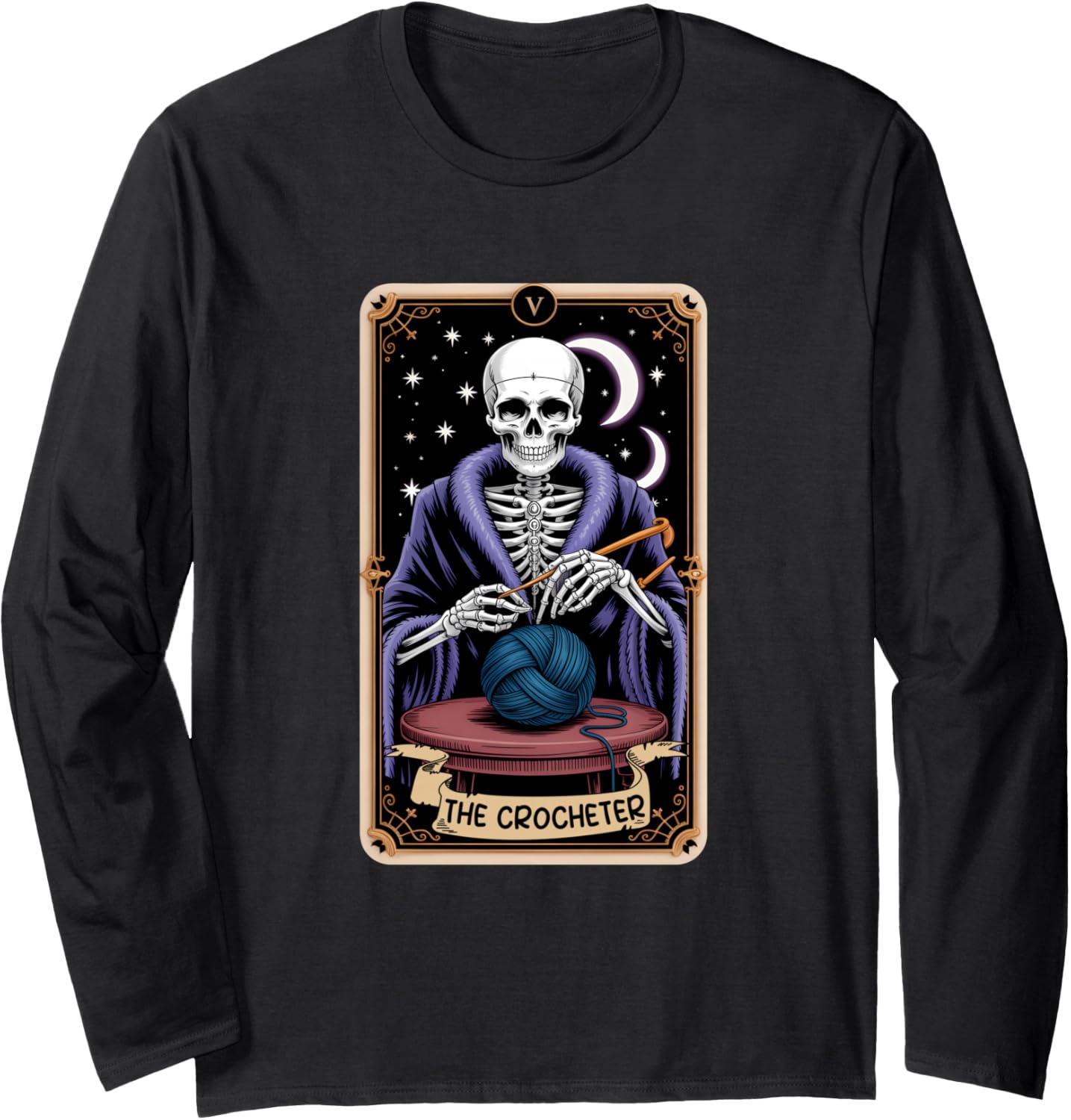 The Crocheter Tarot Card Funny Gothic Skeleton Yarn Lover Long Sleeve Yarn Supply | High Search Volume | Perfect for ...