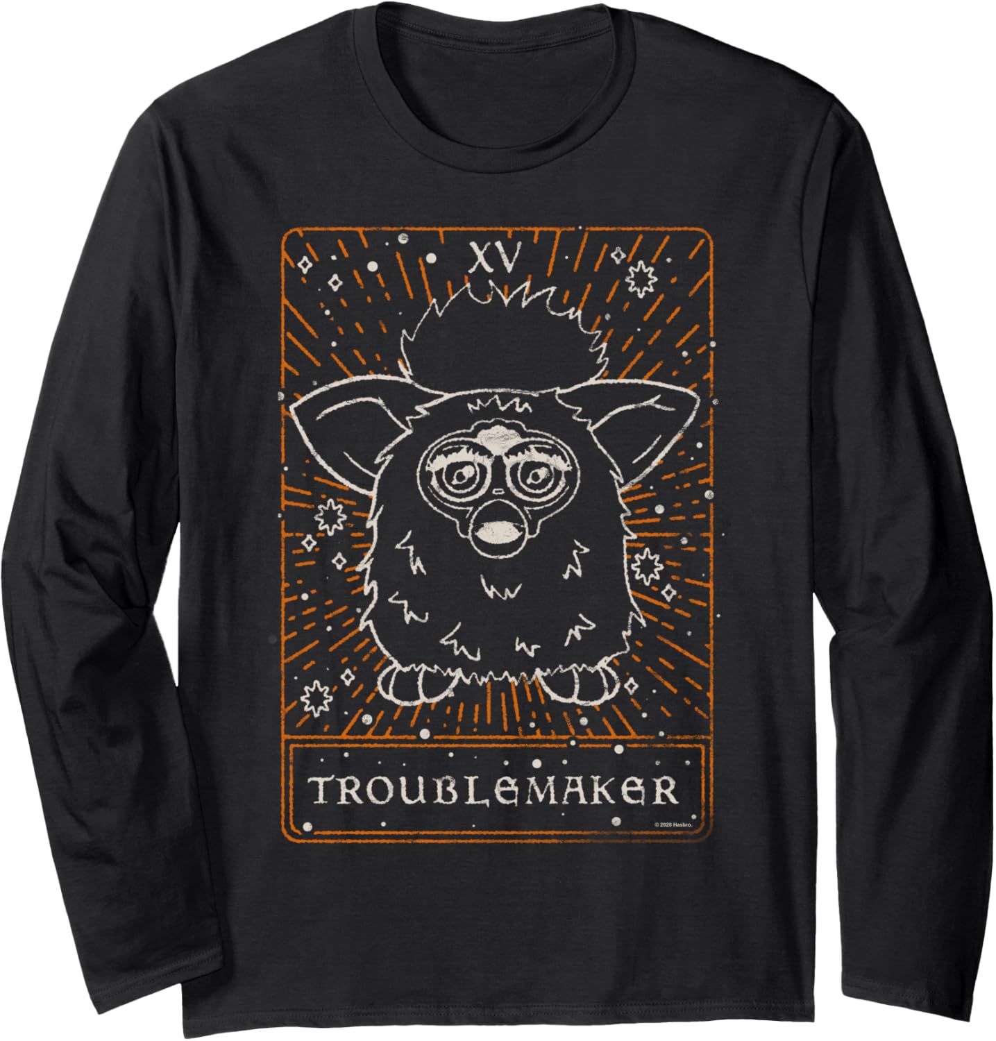 Furby Halloween Celestial Tarot Card Trouble Maker Outline Long Sleeve Apparel | Trending 2025 | Must-Have Style