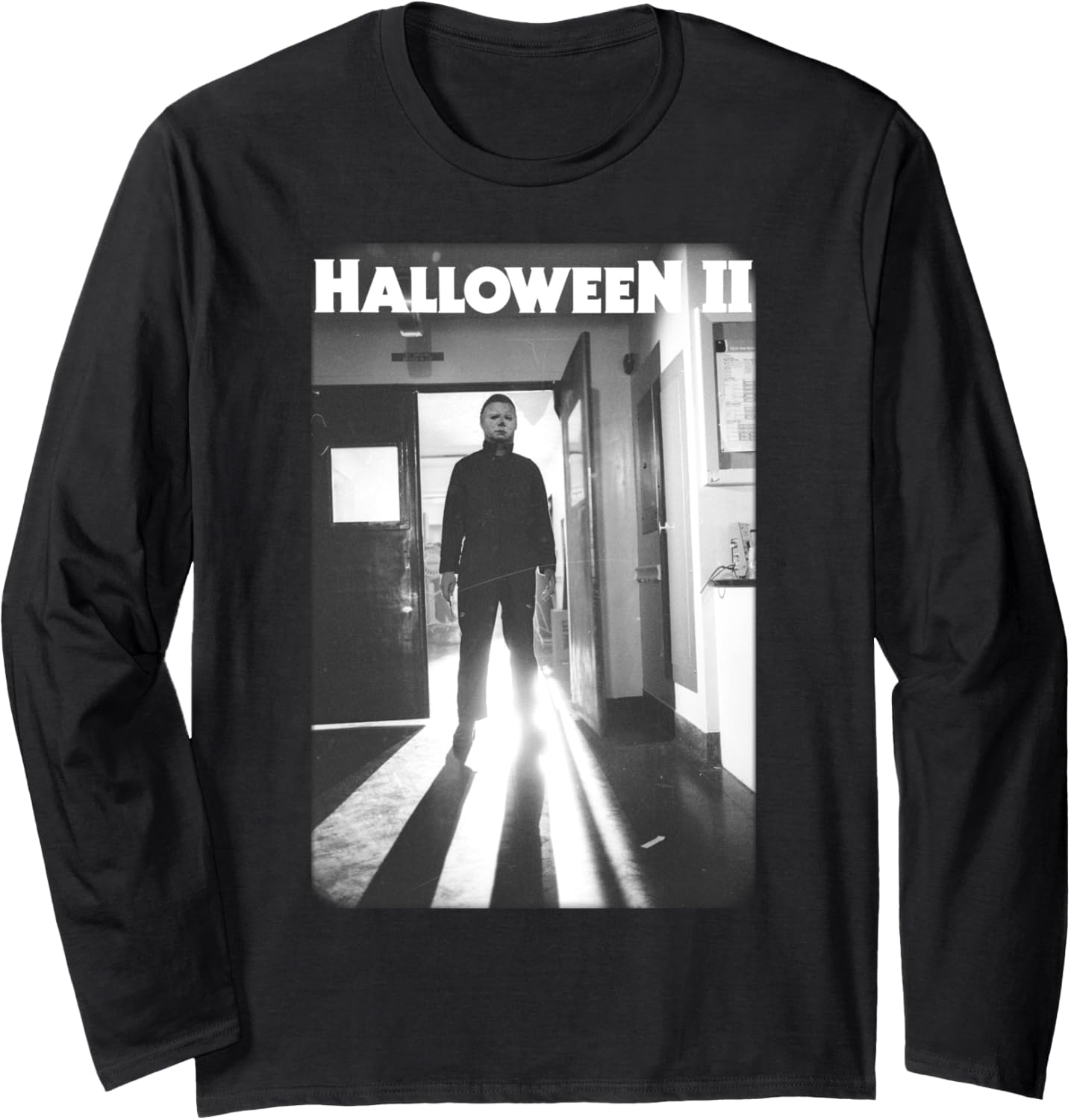 Halloween 2 Michael Myers Faded Poster Long Sleeve Apparel | Everyday Casual Wear