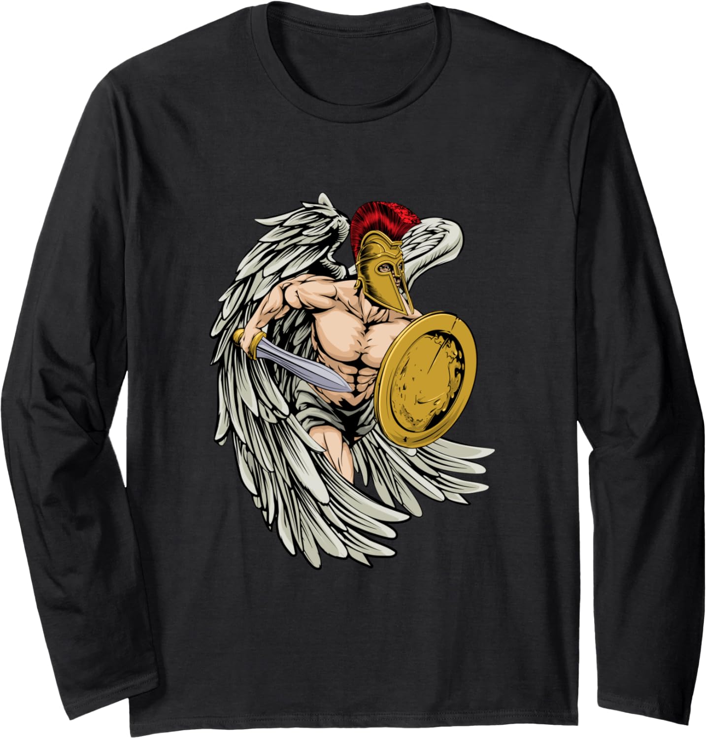 Warrior Angel Saint Michael Spartan Character Long Sleeve Apparel | Viral Streetwear Style
