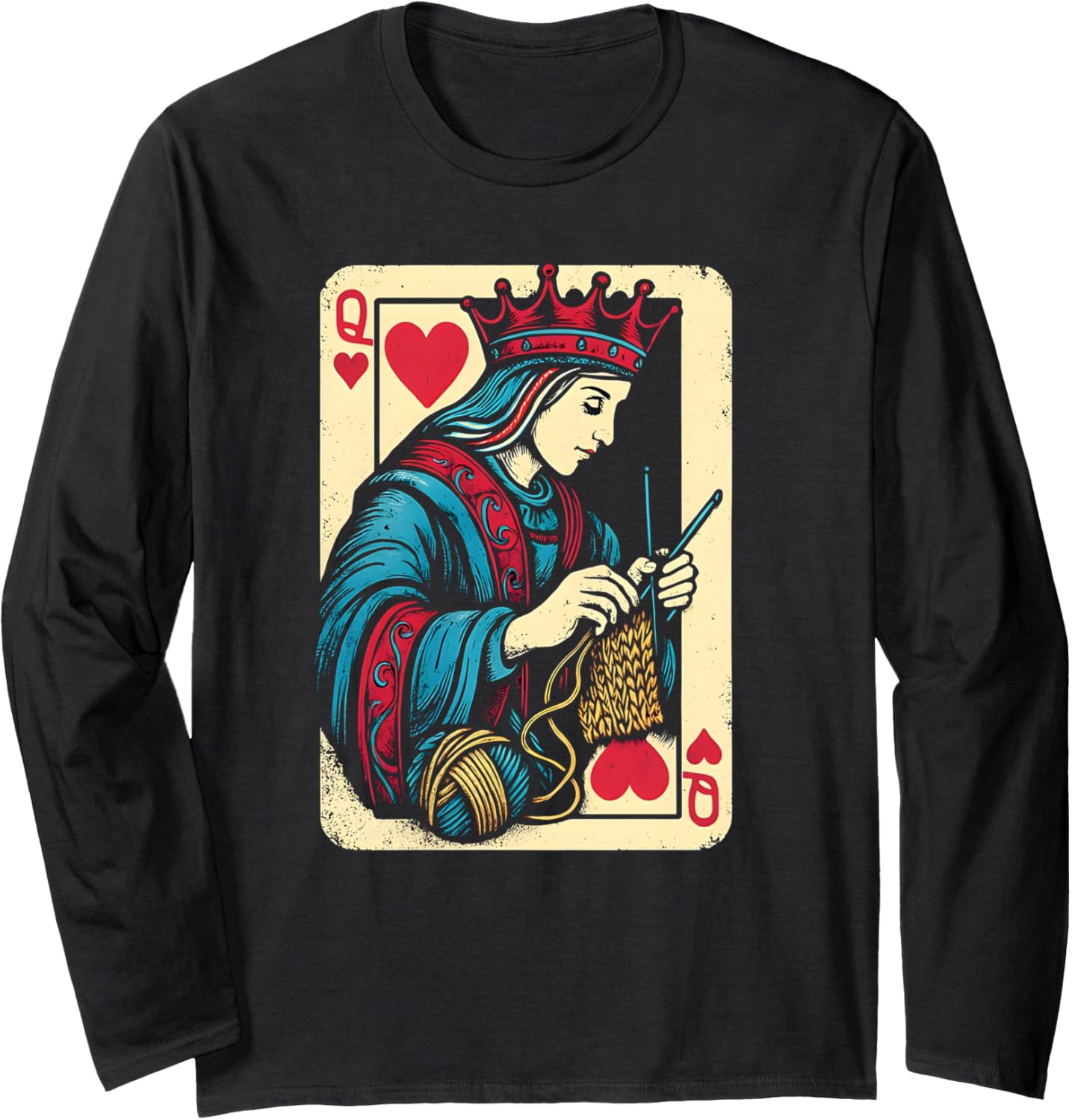 Queen of Heart Knitting Yarn Lovers Long Sleeve Yarn Supply | High Search Volume | Perfect for Crafters