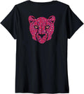 Womens Cheetah face fuchsia and purple V Neck Apparel High Search Demand Everyday Wear