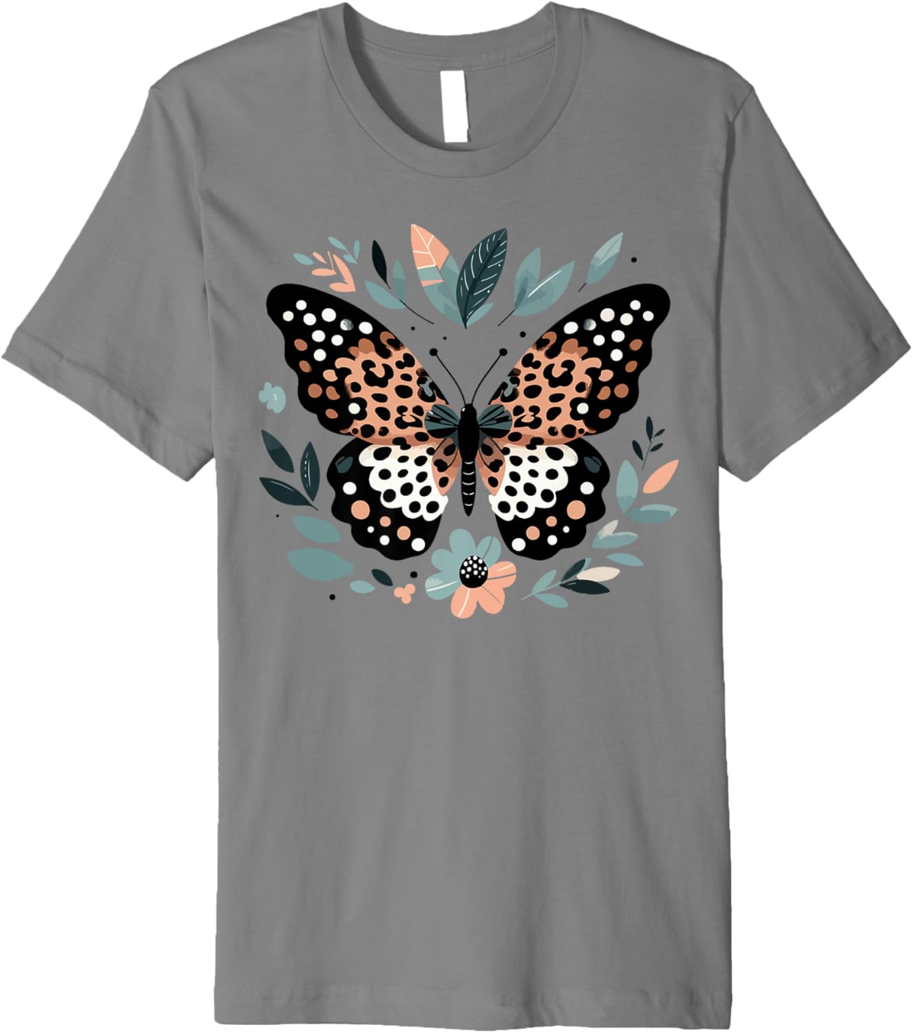 Cute Leopard Print Butterfly Cheetah Black Premium Apparel Comfort Fit US Top Pick