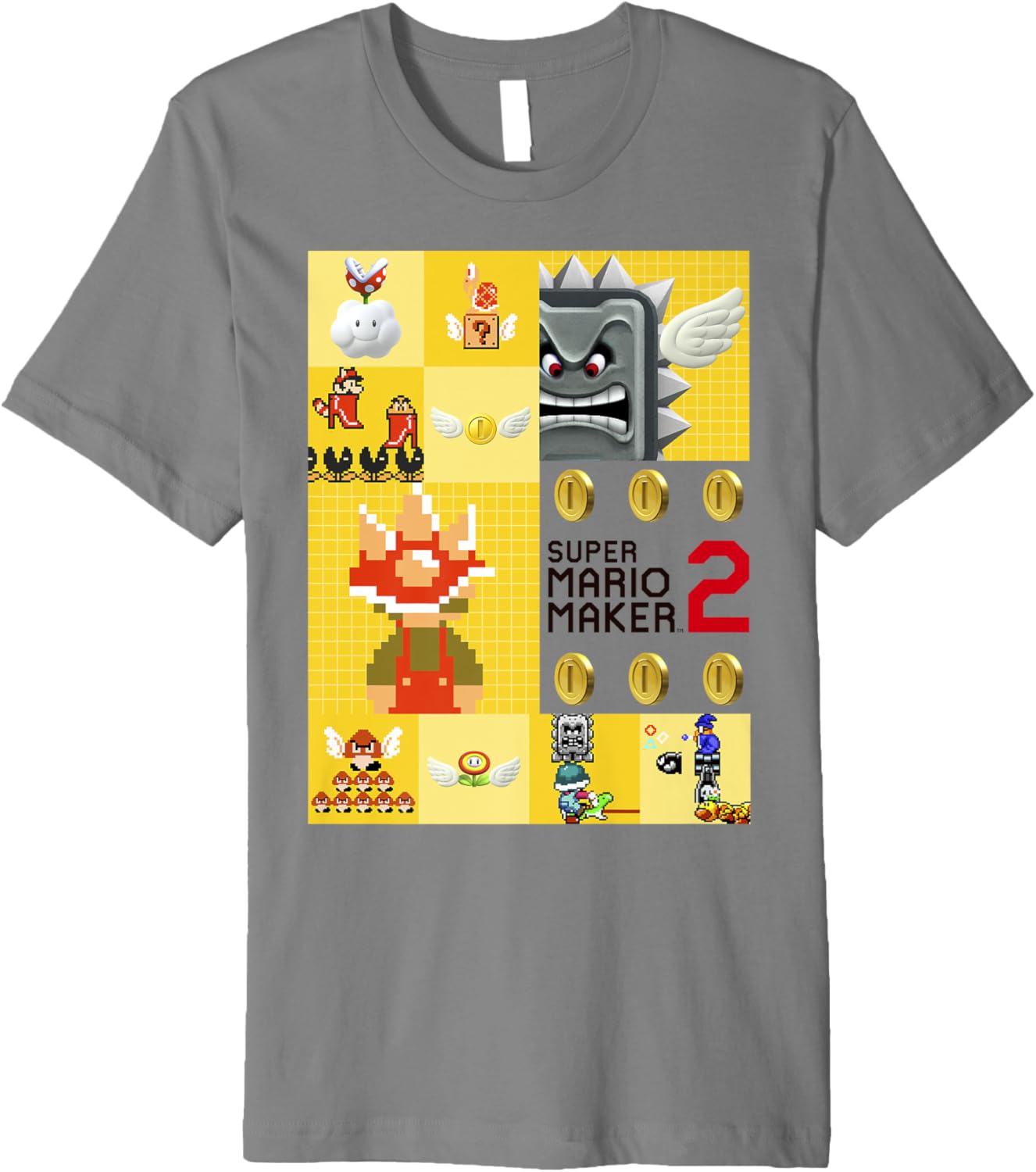 Super Mario Maker 2 Character Gameplay Panel Logo Premium Apparel | Best Seller Pick | Perfect Gift Idea