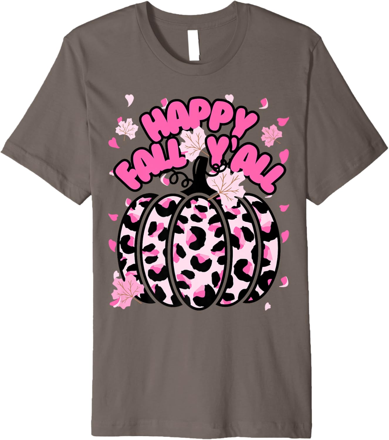 Girls Cute Happy Fall Y all Pink Cheetah Halloween Pumpkin Premium Apparel Streetwear Style Best Seller Look